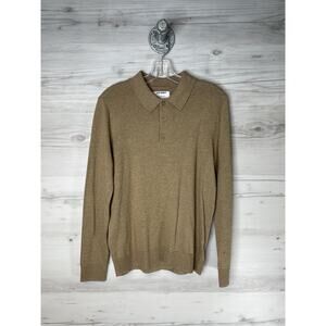 Old Navy Sweater Womens‎ Small Brown Collared Button Knit Pullover Tan Heather